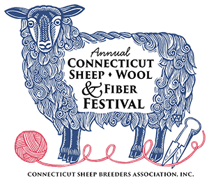 Sheep wool festival logo. Graphic of sheep profile i